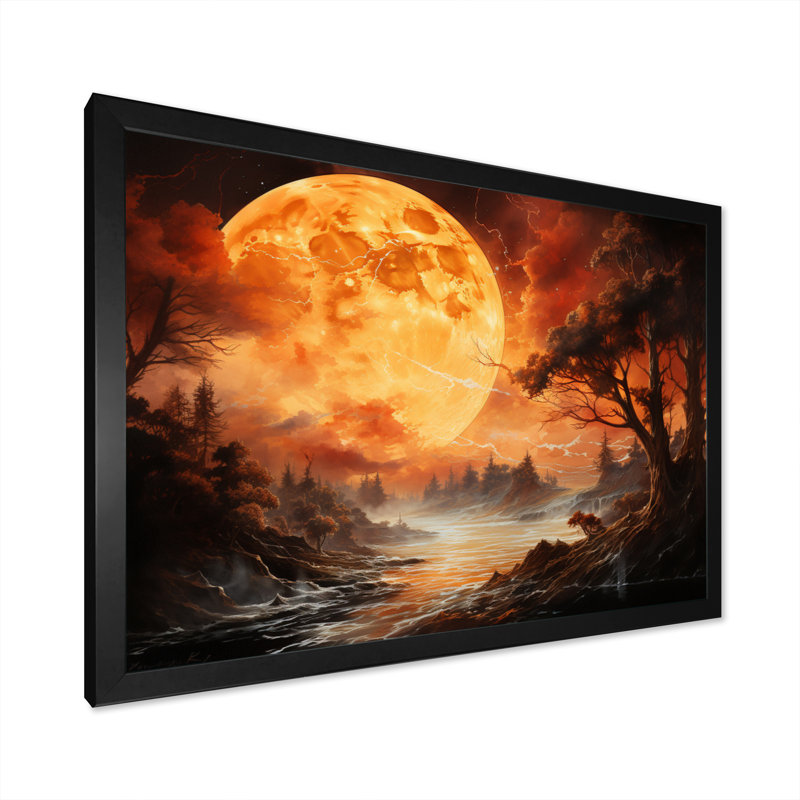 Planète Vénus, ambre lumineux II sur toile, H 16 po x l 32 po x P 1 po, Cadre simple noir