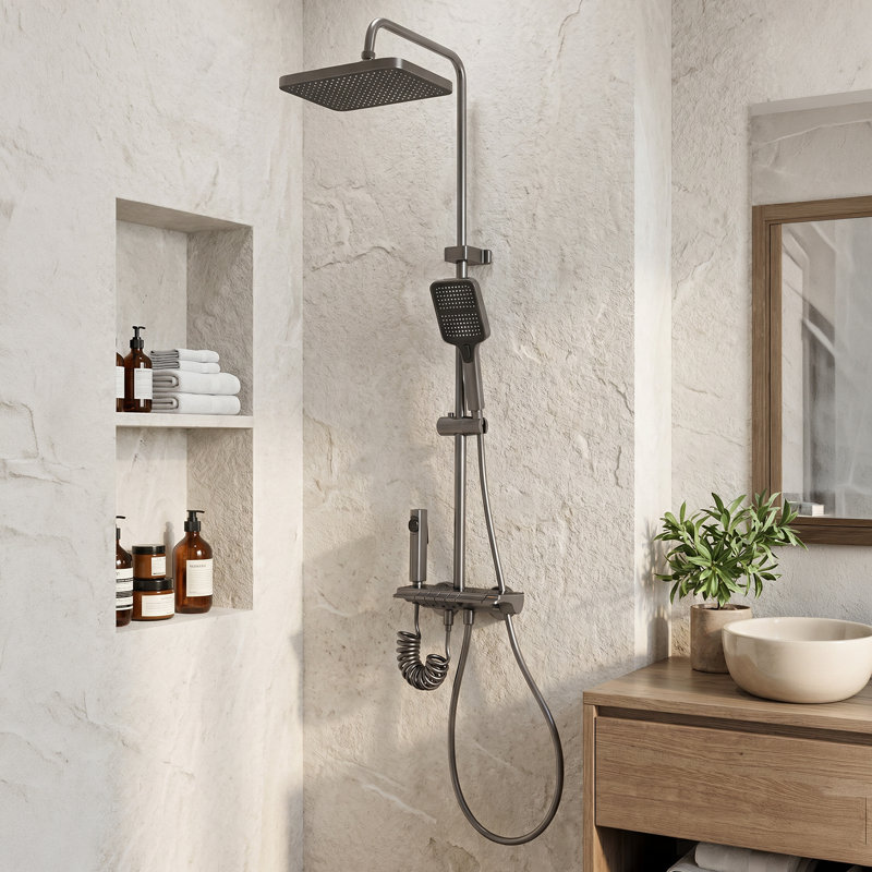 Wall-Mount Bathroom Piano-Key Panel Shower System Set