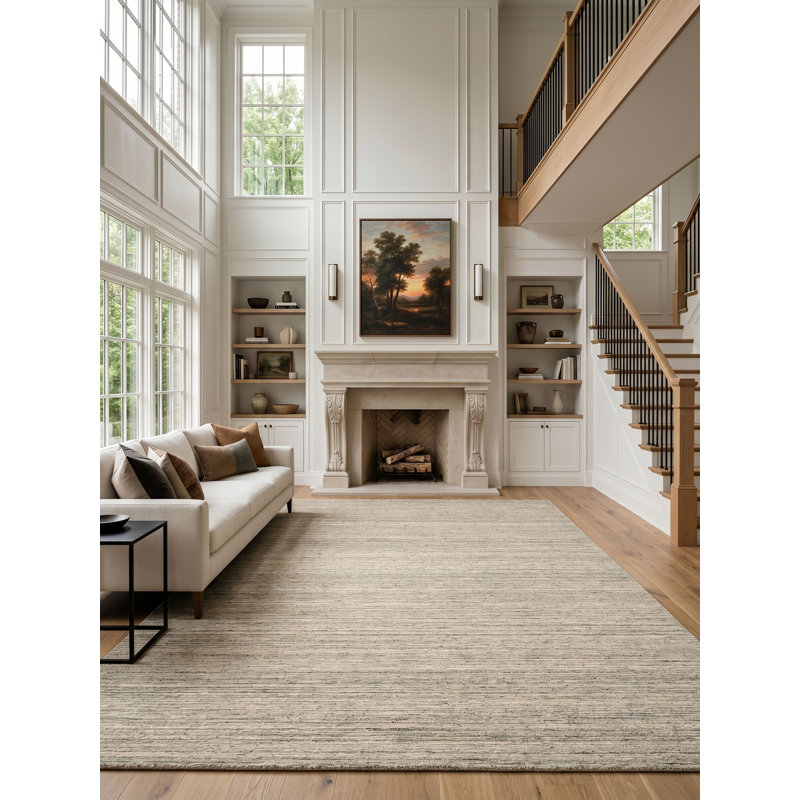 Masala Hand Loomed Area Rug in Beige, Rectangle 5' x 8'