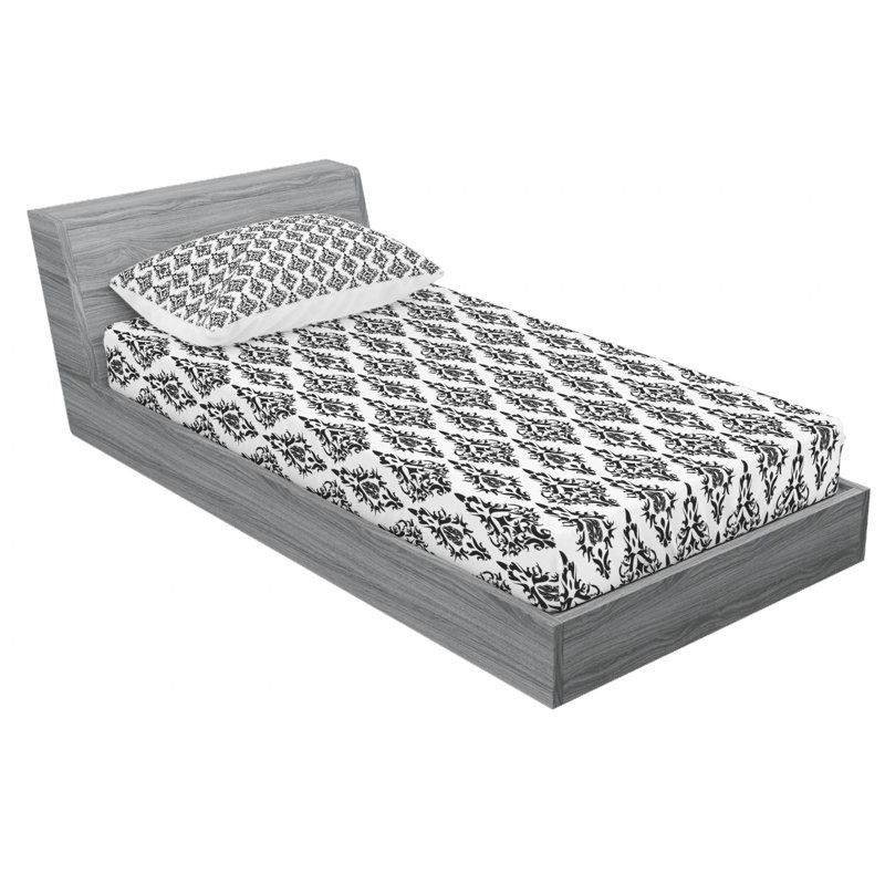 Microfiber Damask Sheet Set, Twin XL Sheet Set + Fitted Sheet + 1 Pillowcase