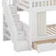 Lit superposé double au-dessus de double avec rideaux d'intimité, lumières DEL sous le lit, escalier de rangement