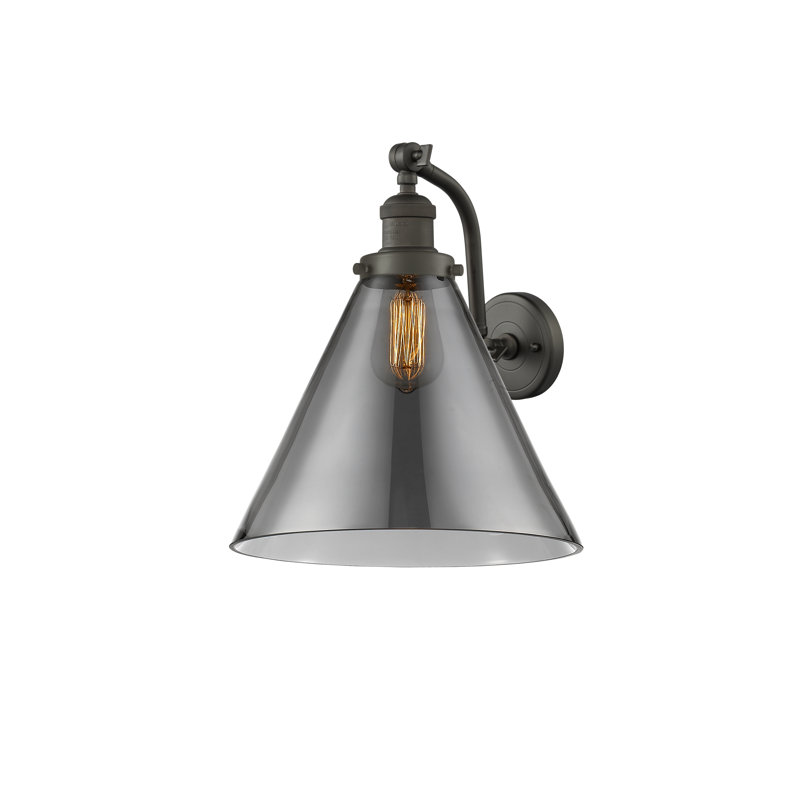Applique murale 1 lumière Cone, Bronze frotté à l'huile, Ampoule à DEL rétro de 6 watts, Plaqué couleur fumée