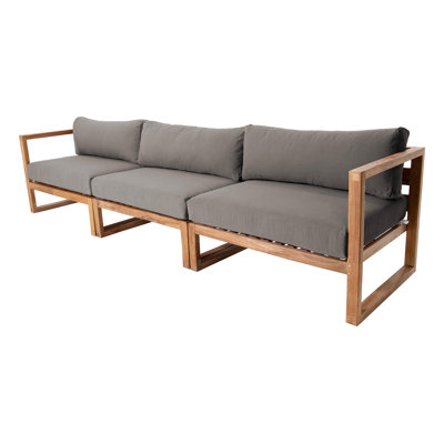 Jakaleb 123 " W Teak Solid Wood Patio Sofa with Cushions