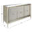 Morfa Gray Wood Upholstered Front Panel 1 Shelf & 3 Doors Cabinet w/ Mirrored Top & Ring Handles