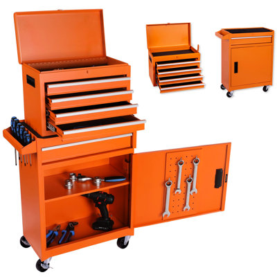 Tool Cart With Detachable Box & Hand Bars - Easy To Transport In Garage Metal Toolbox Liner Lock Protected And Organized