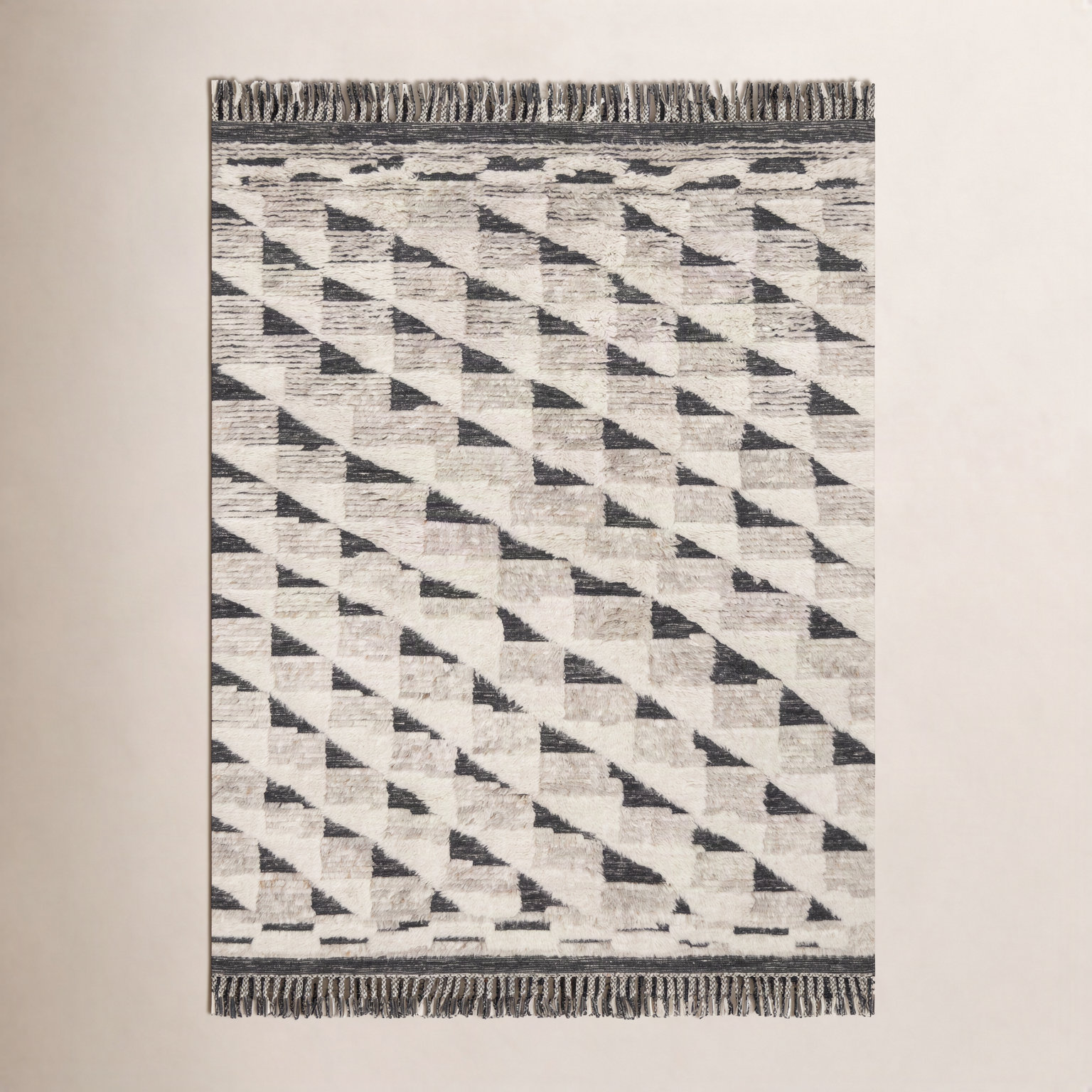 Benjamin Natural Black Hand-Knotted Rug, Rectangle 4' x 6'