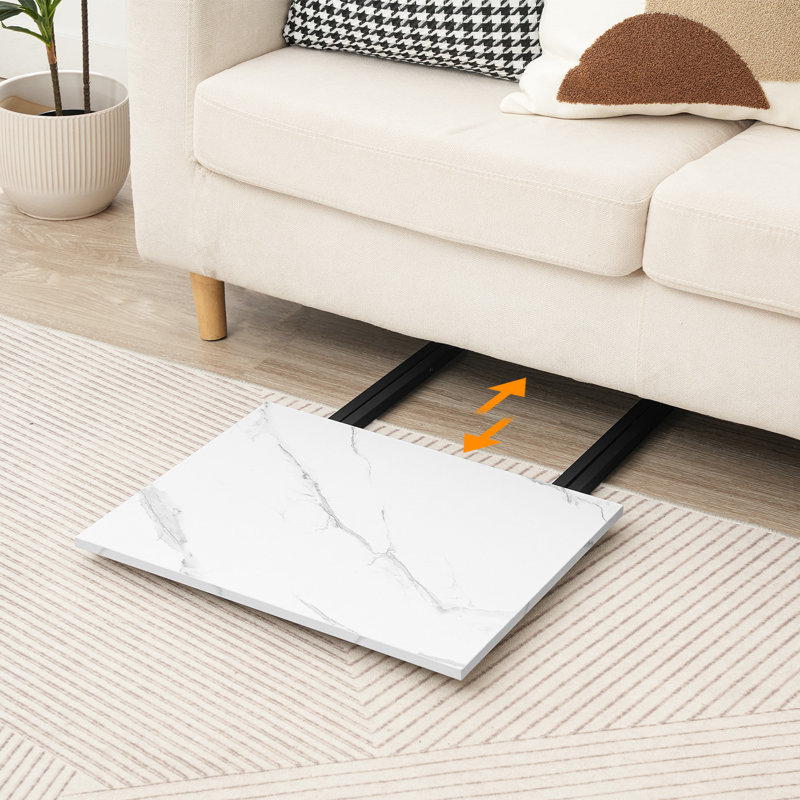 Ensemble de tables-plateaux Keare, Marbre blanc / noir