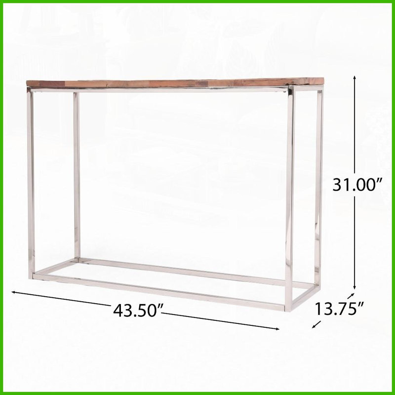 Table basse en bois recyclé Boho Glam avec structure en acier argenté, design durable fabriqué à la main pour le salon