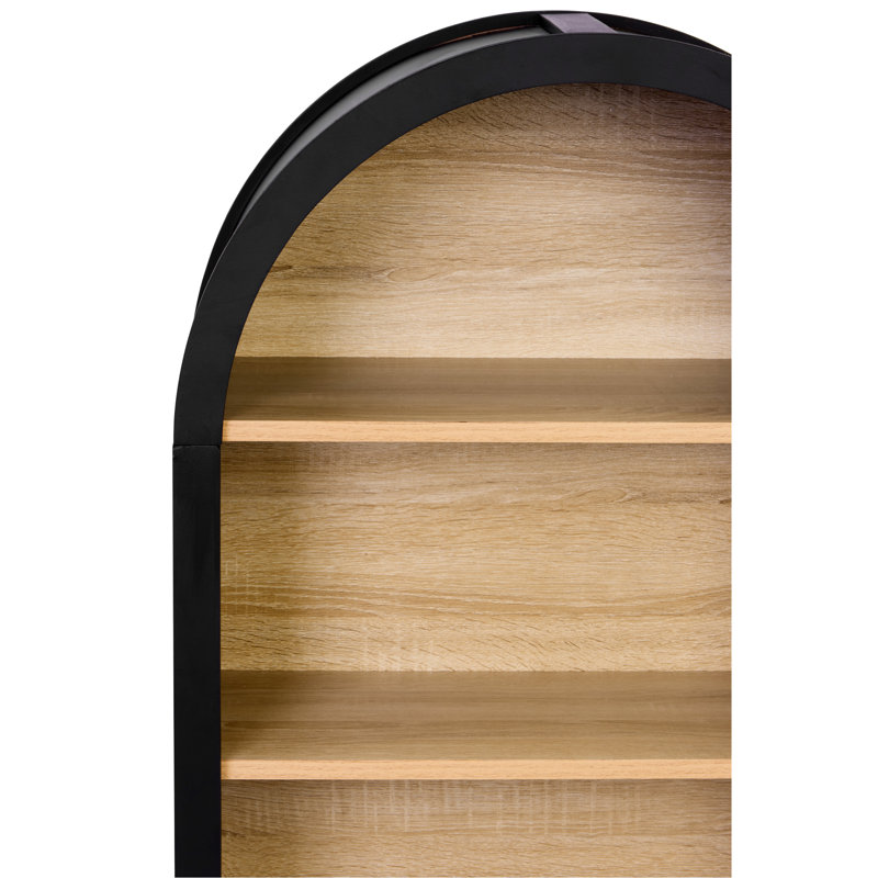 43" Tall 4 Black Arched Bookcase, Storage, Elegant Design, , Tipping, Versatile Decorative Piece Shelf, Height, Storage Space, Stylish Appearance, Robust Construction,