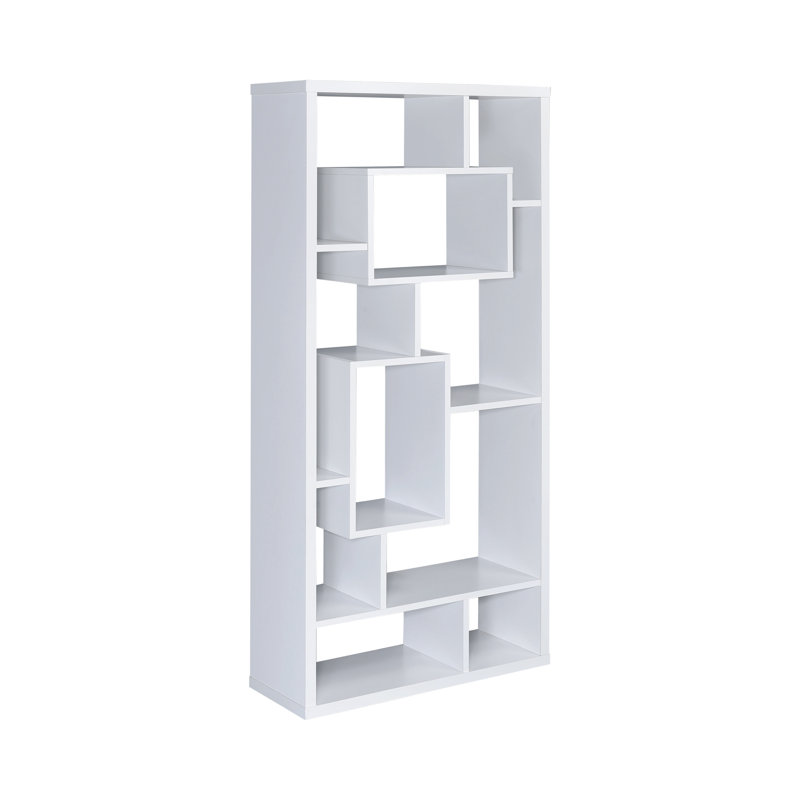 Arran-William Geometric Bookcase, 70.75" H x 35.5" W x 11.5" D, Black