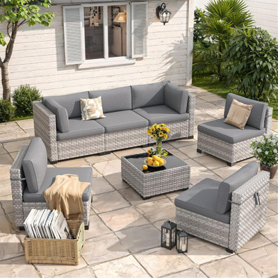 6 - Person Outdoor Patio Conversation Set with Cushions