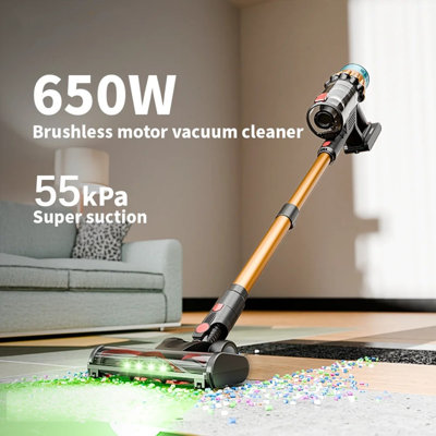 550W Cordless Stick Vacuum Cleaner With 45Kpa Suction, Touch Screen, Self-Standing Design And Wall Mount Charging