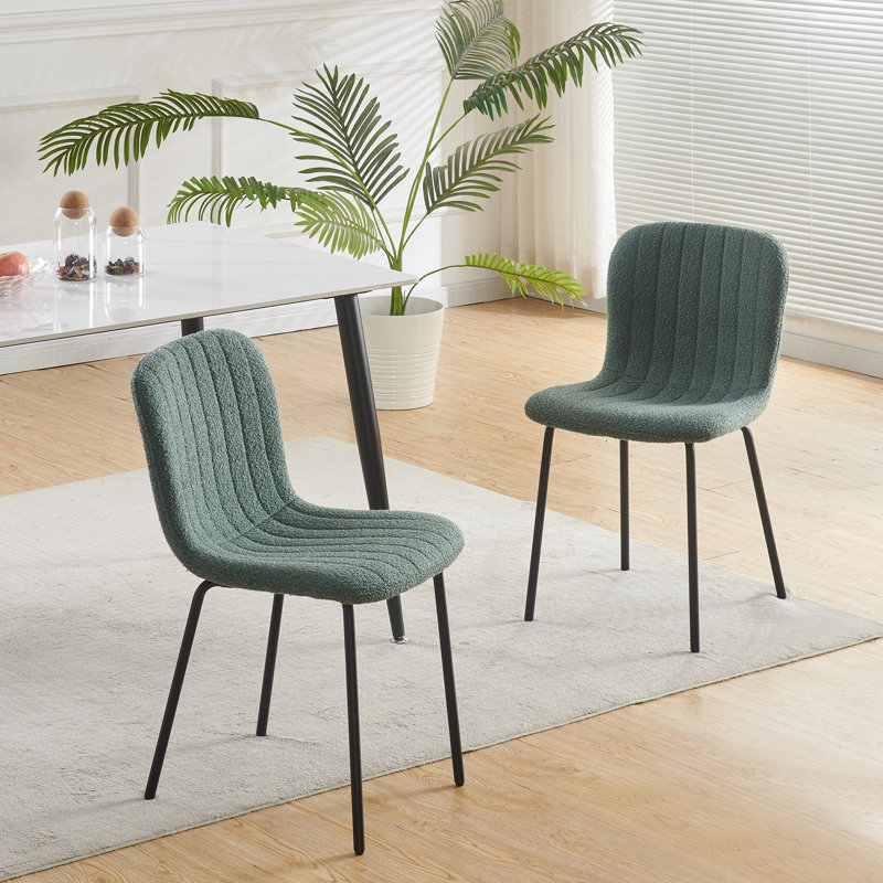 Linen Fabric Dining Chairs Upholstered Chairs, Green, Set Of 2