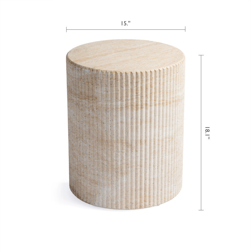 Ivy Bronx Svante Travertine Effect Stool Side Table Durable Weatherproof Indoor and Outdoor End Table