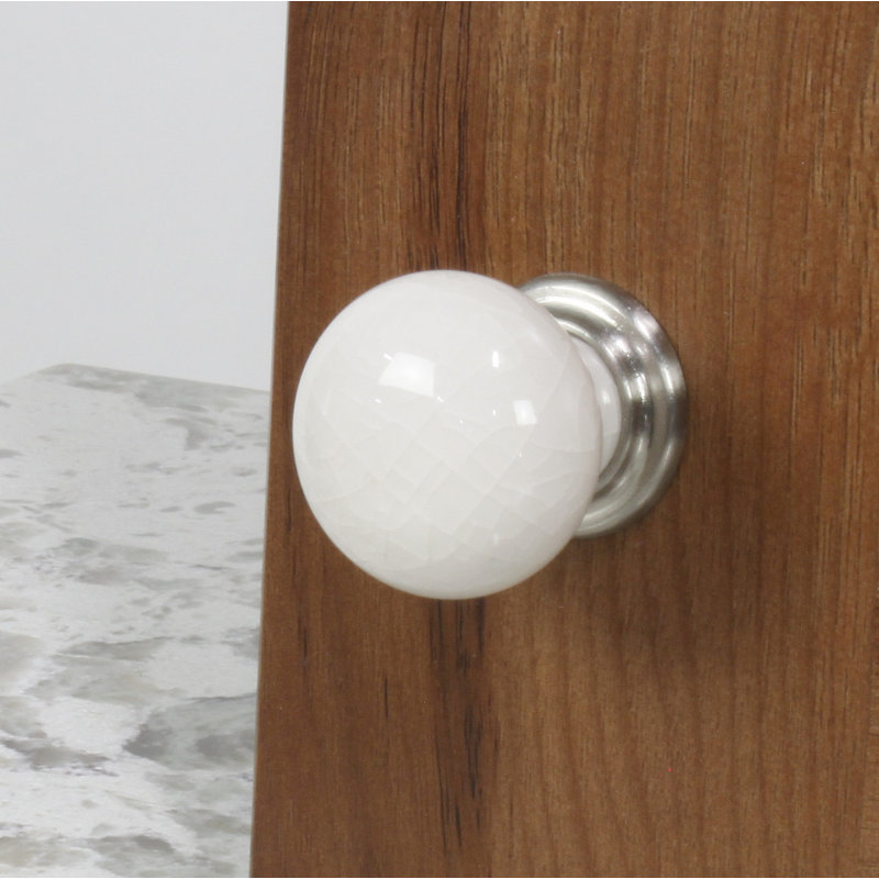 Poignée ronde à diamètre 1 3/16" à la main peinte à la main Nordic, Nickel satiné / crème craquelé