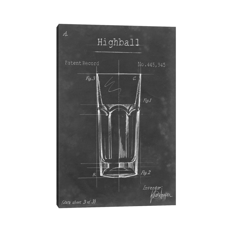Barware Blueprint II by Ethan Harper - Print on Canvas, Wrapped Canvas, 20.32 cm H x 30.48 cm W