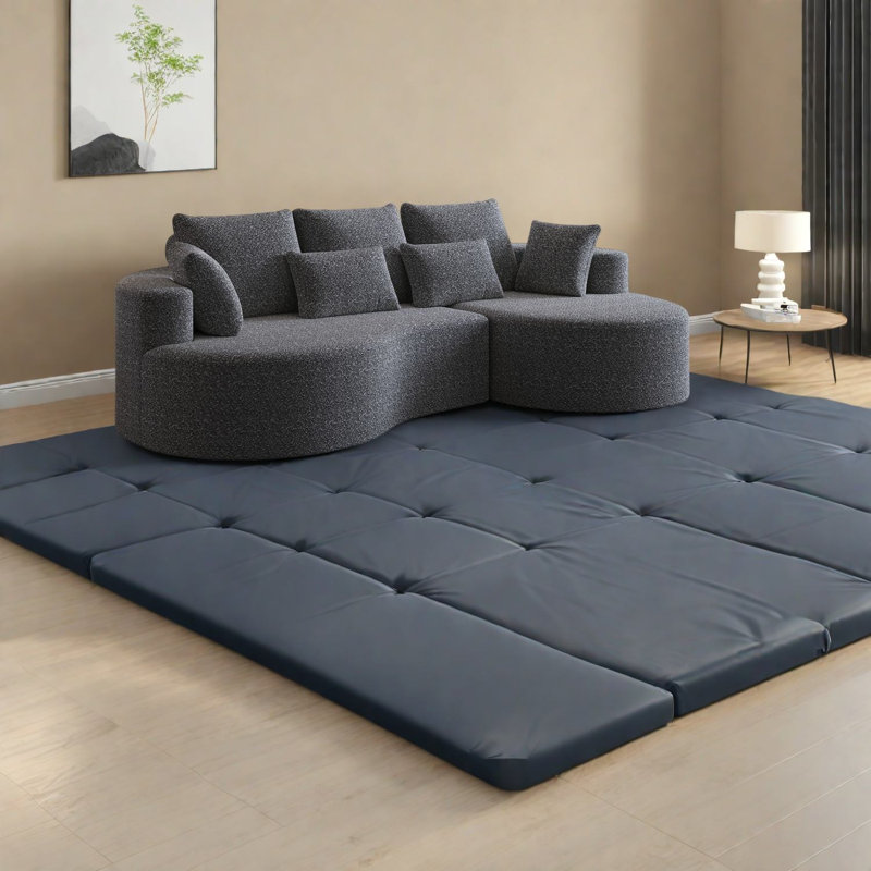 Canapés modulaires spacieux en chenille, design moderne gris pour le salon