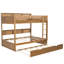 Lit superposé simple au-dessus de simple avec lit gigogne escamotable - Lit en bois peu encombrant avec tablettes intégrées, bois antique-73710515-73710517
