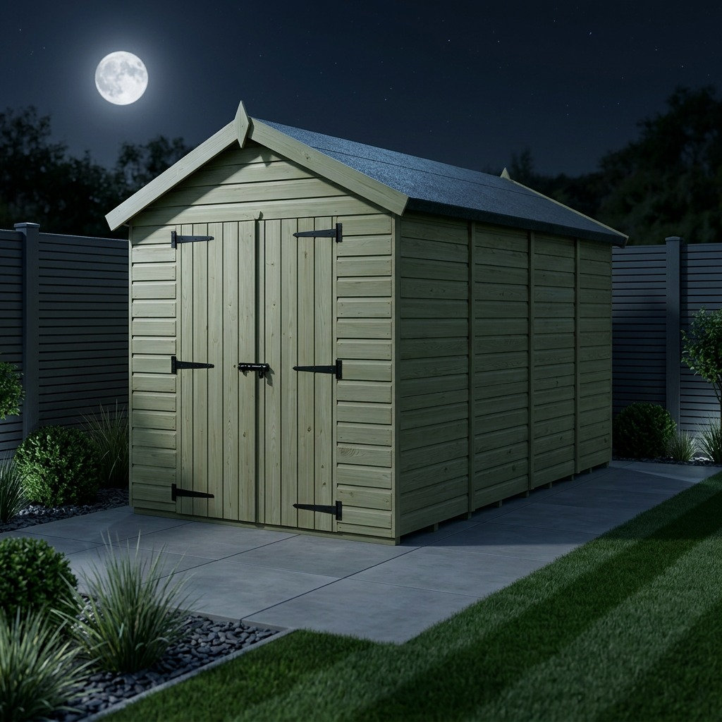 Total Sheds 6ft x 15ft Apex Garden Shed - Double Door - No Windows - Pressure Treated Timber - UK Manufactured