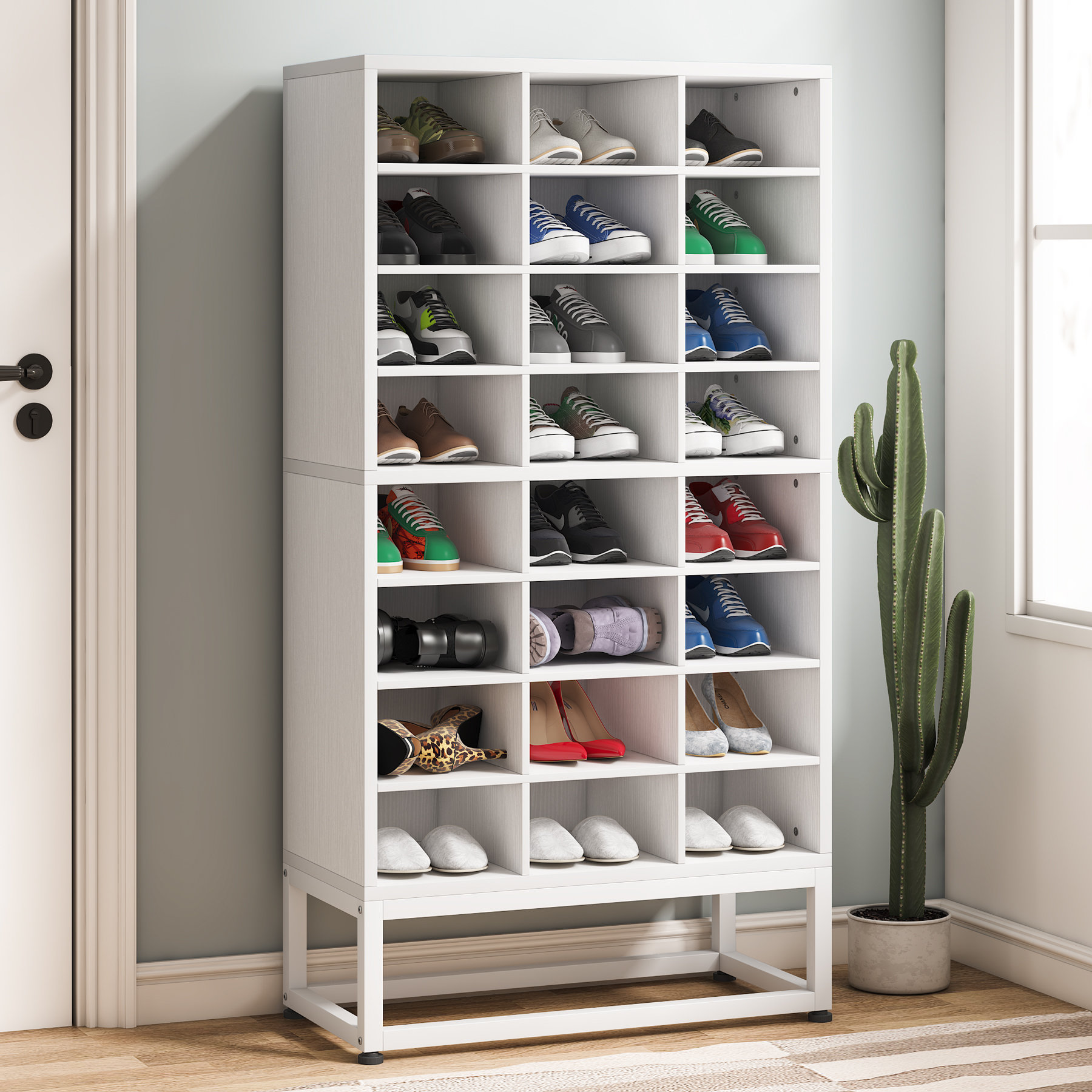7-Tier Shoe Rack,28-Pair Plastic Shoe Units, Cabinet Storage