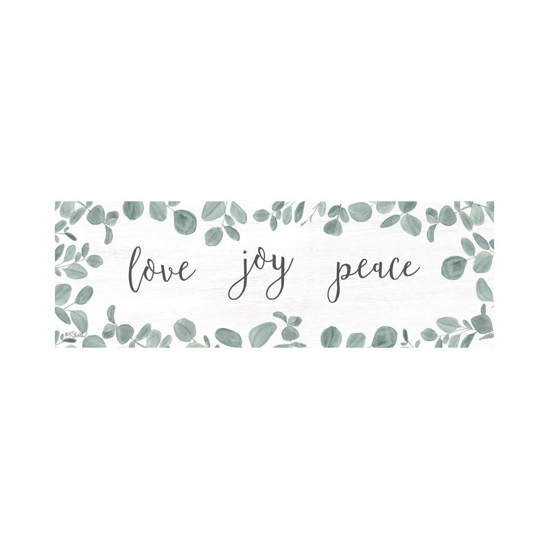 Love-Joy-Peace Eucalyptus by Kate Sherrill - Panoramic Print on Canvas, 30.48 cm H x 91.44 cm W x 1.91 cm D, Wrapped Canvas