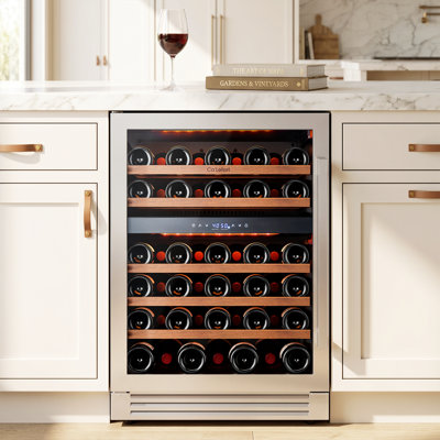 24 po Réfrigérateur à vin 52 bouteilles 40-65 ° F à deux zones Refroidisseur à vin 3 portes encastré et autoportant Panneau en acier inoxydable à double vitrage tactile