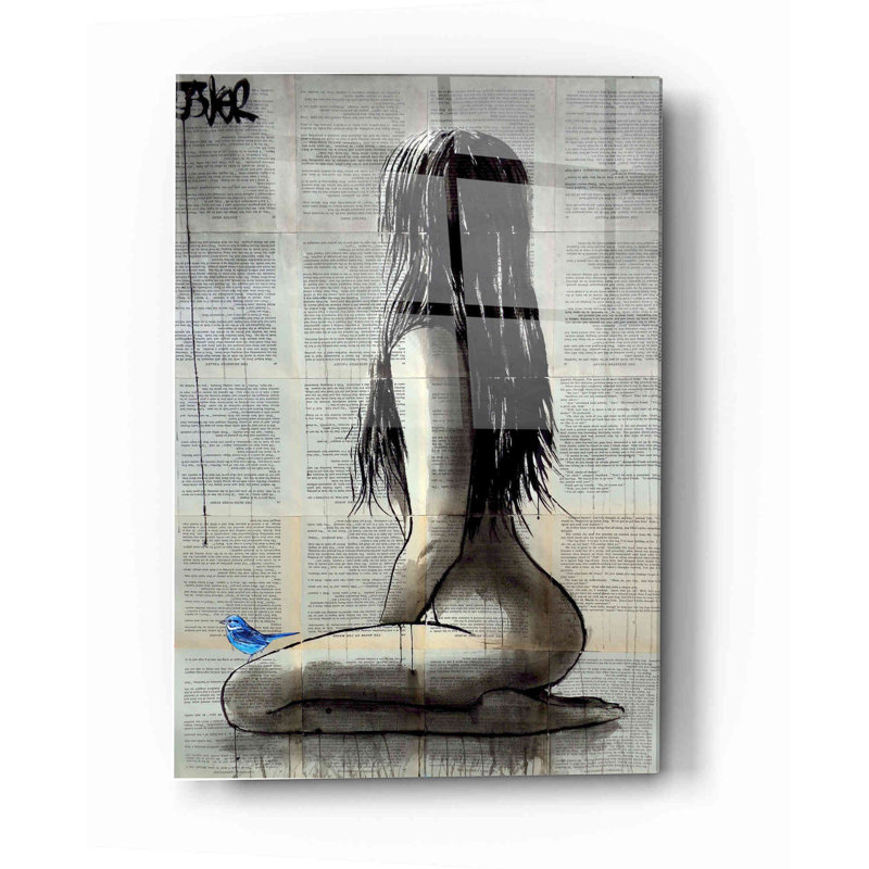 Art mural en verre Trinx «Bluebird Whisper» par Loui Jover, 24" H x 16" W x 0.12" D