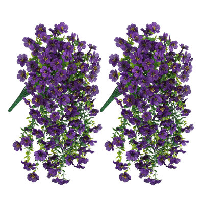 Décoration de guirlande de fleurs artificielles pour l'extérieur, 2 fausses fleurs suspendues, résistant aux rayons UV et à la décoloration, faux décor pour la maison
