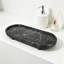 Plateau de meuble-lavabo ovale en marbre avec pieds, plateau décoratif en pierre naturelle pour distributeur de savon, parfum, porte-clés et anneau, petit plateau de service pour la cuisine et l'organisation à la maison, noir et gris