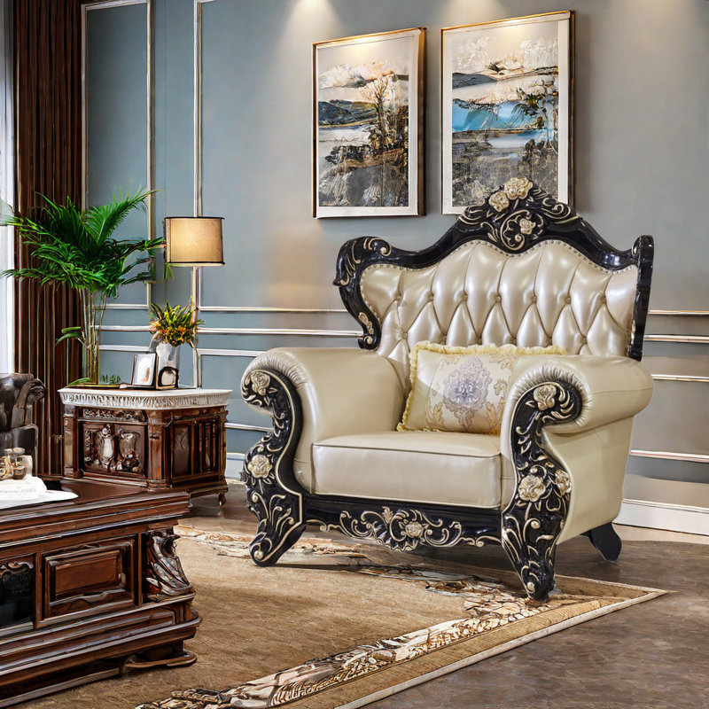 Fauteuil en cuir de vache de 48 po