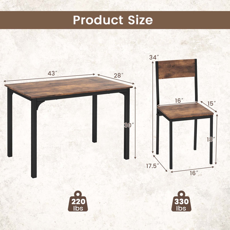 Yaker 4 - Person Four Leg Dining Set