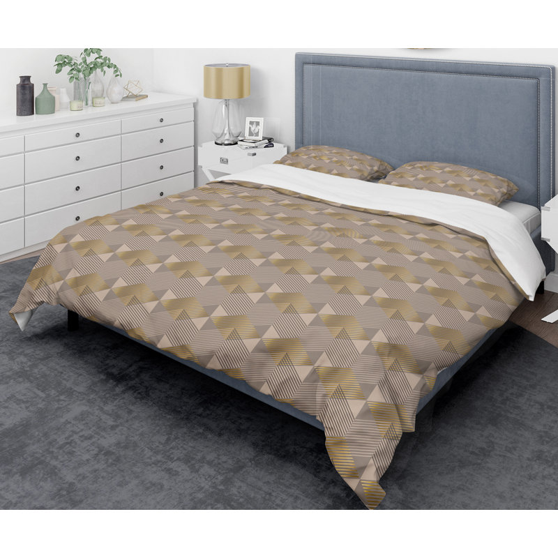 Modern & Contemporary Polyester Twill Geometric Shapes Duvet Cover, Full/Queen Duvet Cover + 2 Shams, Retro VI