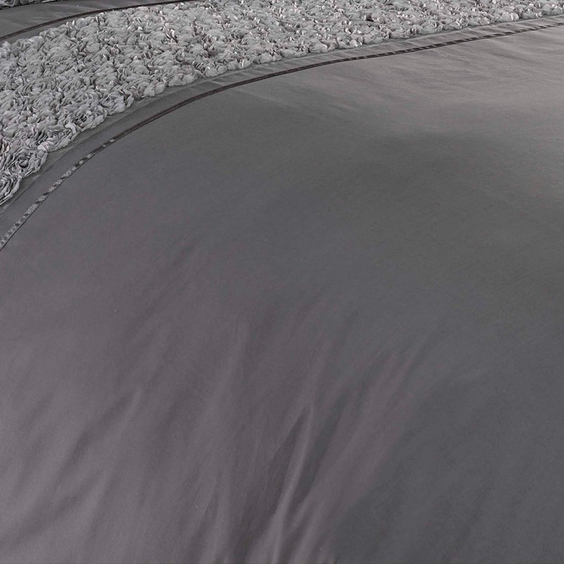Yolanda Solid Colour Duvet Cover with Pillowcases Included, Single Duvet Cover + 1 Standard Pillowcase, Grey