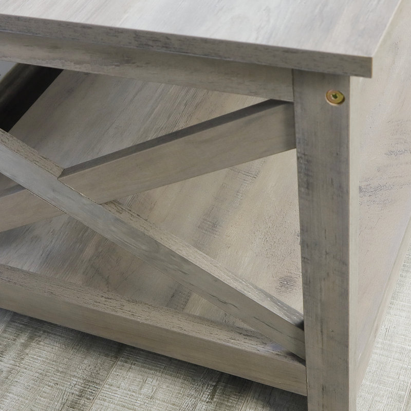 Table basse avec rangement Edwardson, Chêne blanchi