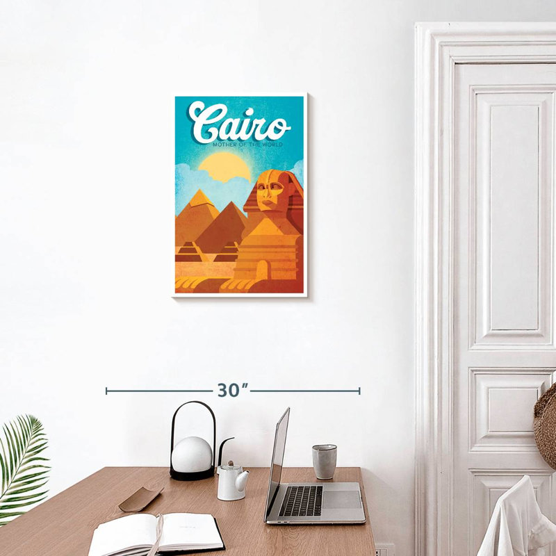 Affiche rétro du Caire, H 24 po x l 16 po