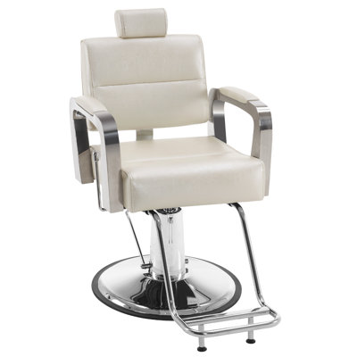 Nathern 25" W Reclining Hydraulic Barber Chair, Faux Leather