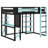 Space-Saving Loft Bed with Desk, Shelves, Power Outlet & RGB Light-1978471608