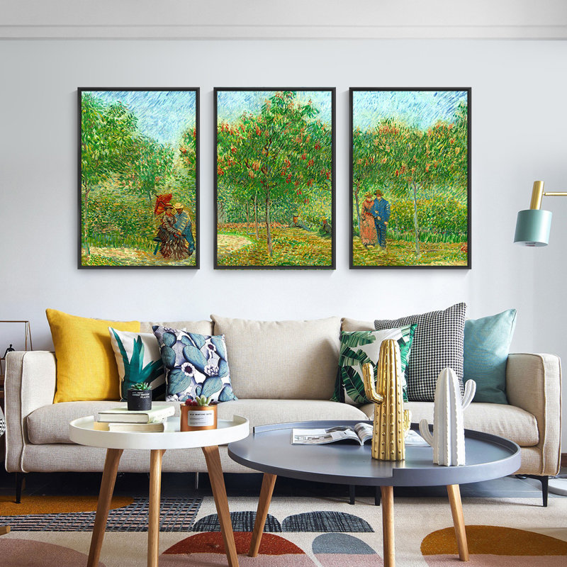 Art mural encadré en aluminium Van Gogh, H 16,3 po x l 36,3 po x P 1,65 po, Noir