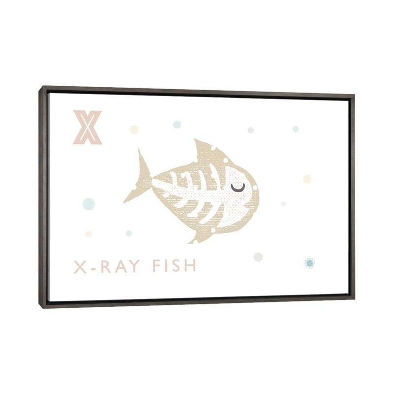 Xray Fish - imprimé, Pas de tapis, H 40 po x l 60 po x 1,5 po, Toile avec cadre gris