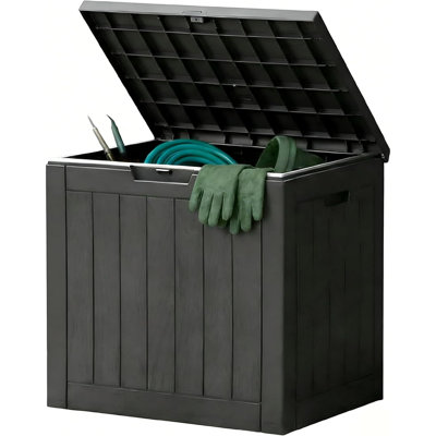 31-Gallon Resin Deck Box – Weatherproof, Lockable Outdoor Storage For Garden, Patio, And Package Security, Modern Black