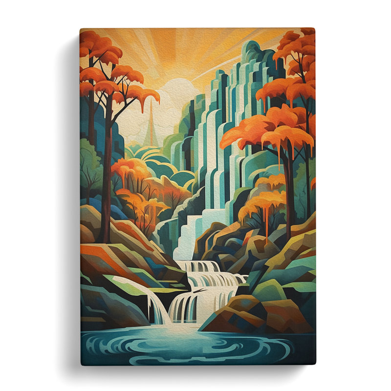 Waterfall Art Deco - Wrapped Canvas, 50cm H x 35cm W x 3cm D
