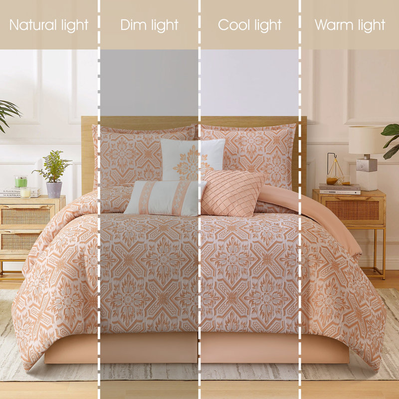 Ensemble d'édredon 7 pièces Blaze Jacquard, Édredon de très grande taille et 6 pièces suppl