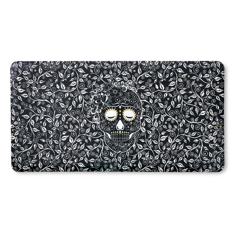Tapis de couloir antidérapant FIESTA Skull & Vine, Noir / Blanc / Beige