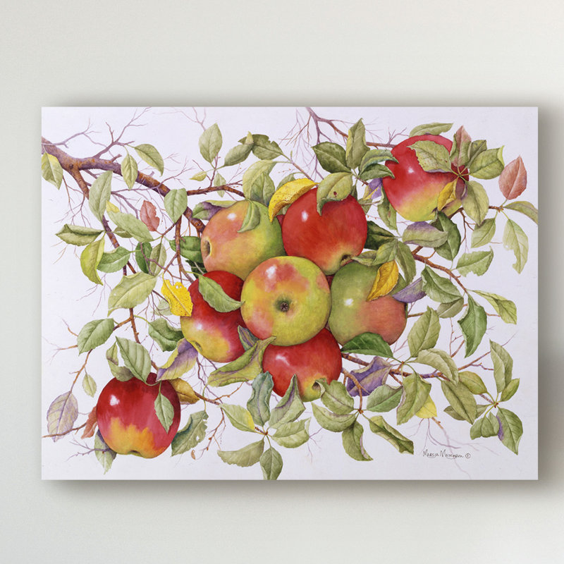 « apples on a branch », reproduction de peinture à l’acrylique sur toile tendue, H 18 po x l 24 po x P 2 po