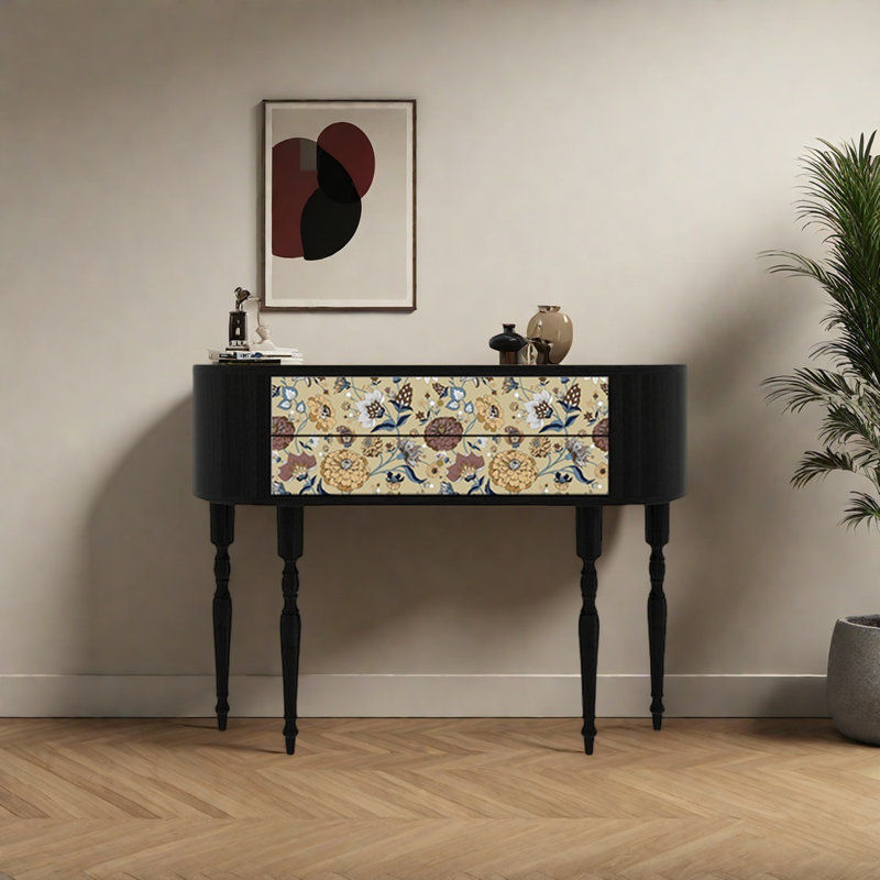 Console rétro élégante avec 2 tiroirs, H 35,43 po x l 47,24 po x P 11,81 po