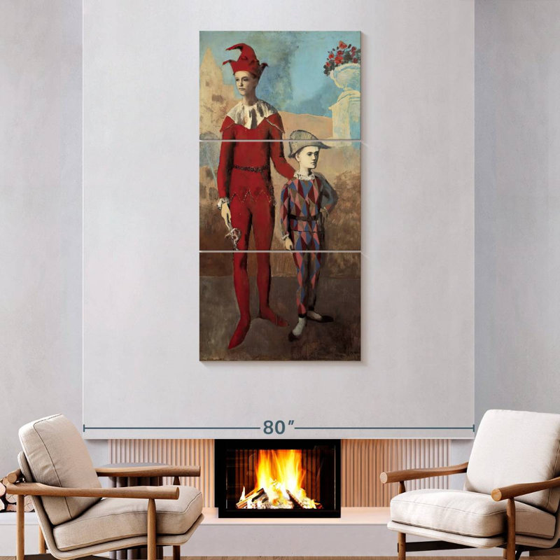 Acrobate et jeune arlequin, H 75 po x l 36 po