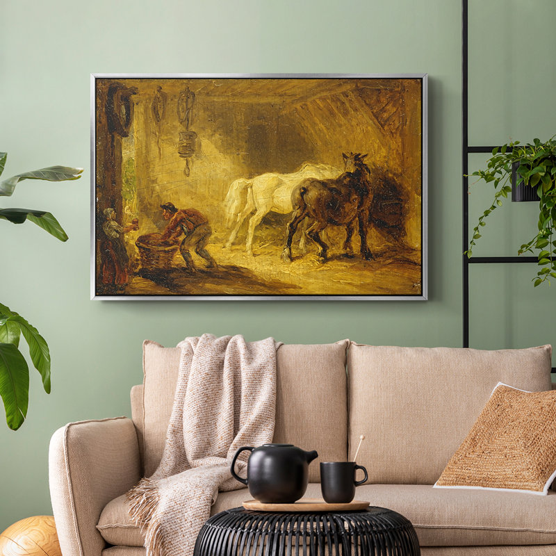 Heath Ewe and Lambs, 1810 - James Ward, toile tendue avec châssis, 24 po x 36 po, Argent