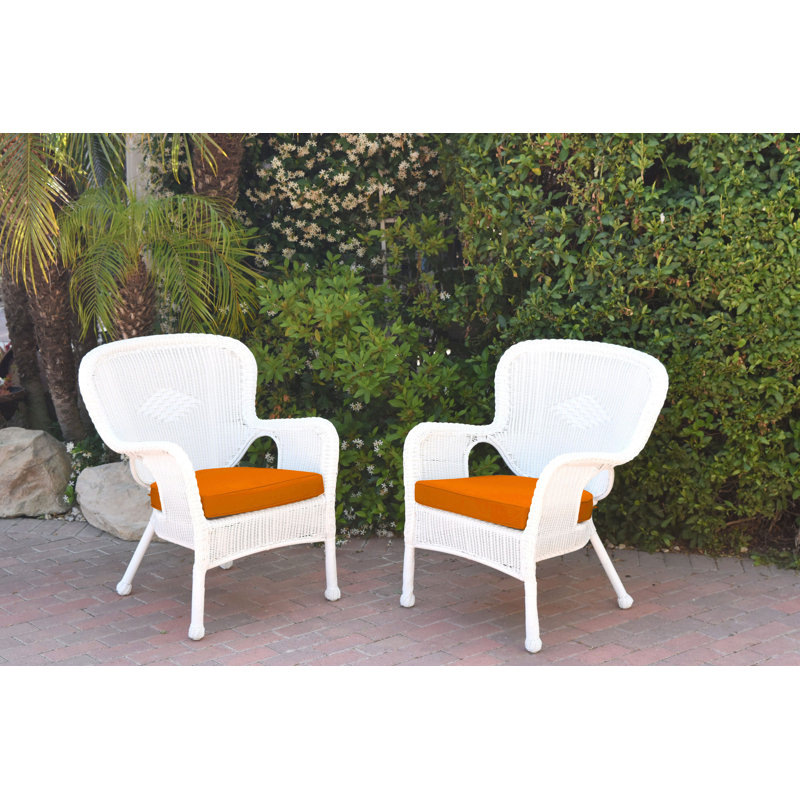 Chaise de patio avec coussins Batchelder, Orange, Blanc