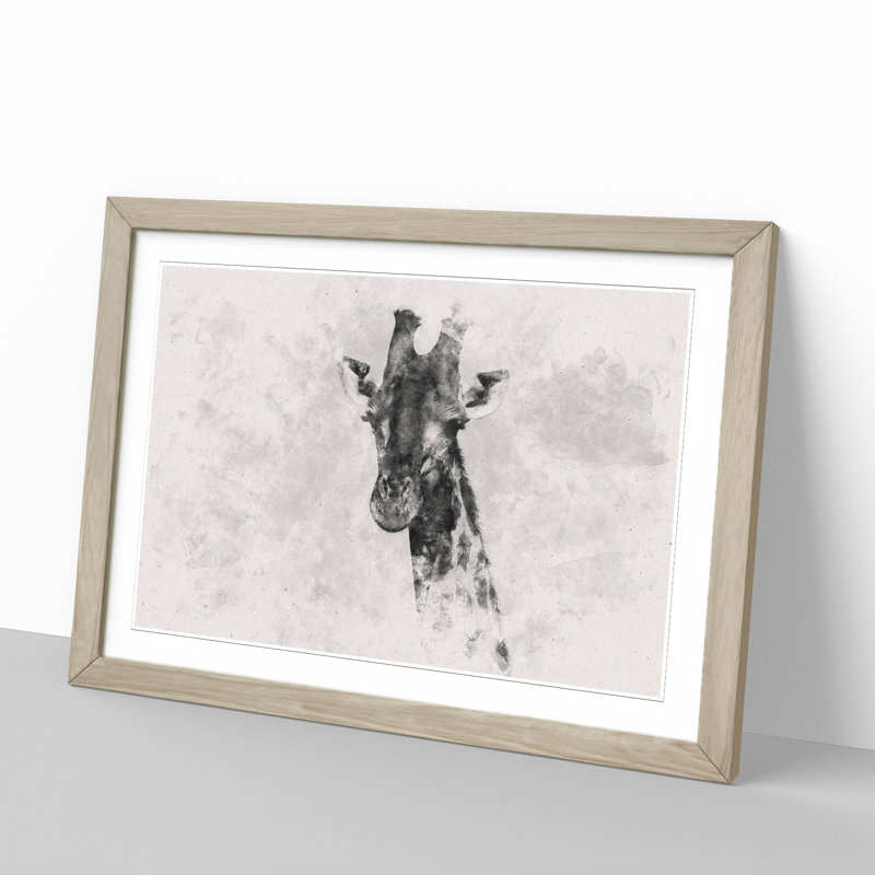 Giraffe Vol.3 - Picture Frame Painting, 48cm H x 65cm W x 2cm D, Oak Framed