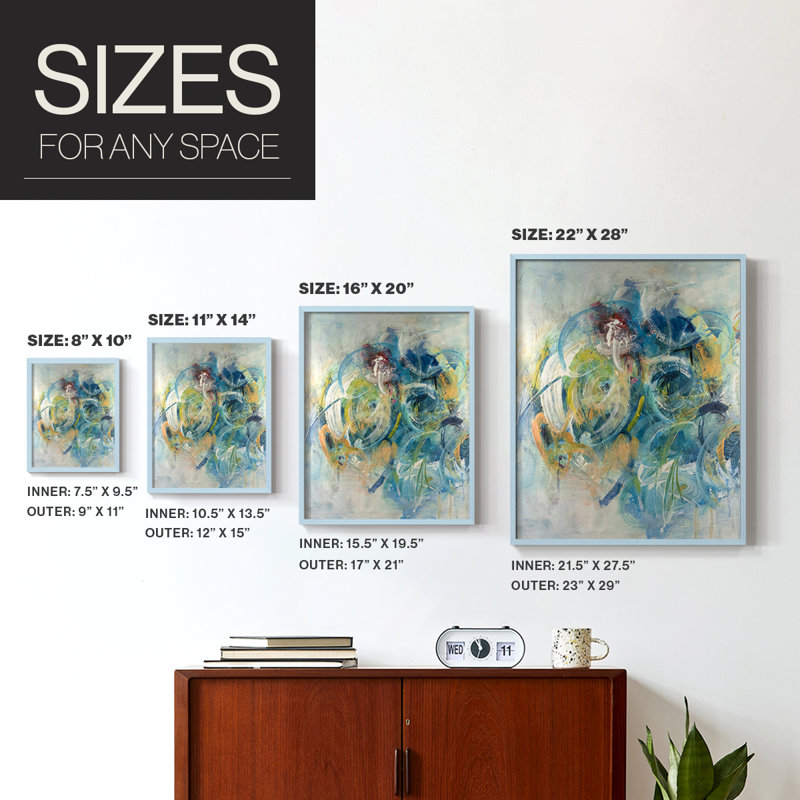 «Silent Energy II», reproduction encadrée - bois massif, Cadre simple bleu, H 10 po x l 8 po